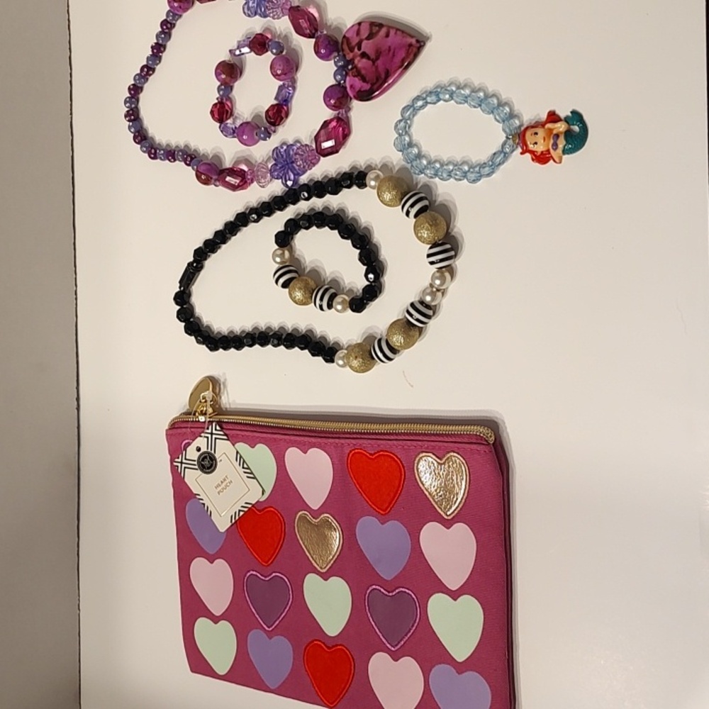 Stretch Necklace & Bracelets Sets And Little Mermaid Stretch Bracelet w/ Bag